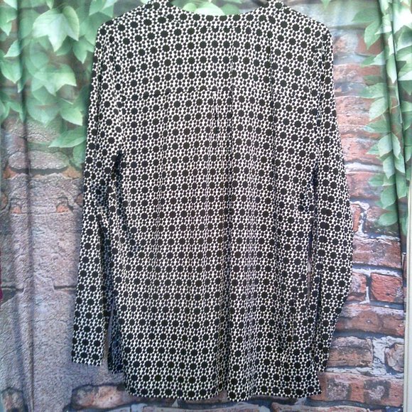 1/2 Gold Logo Zip Long Sleeve Print Blouse - Picture 3 of 4